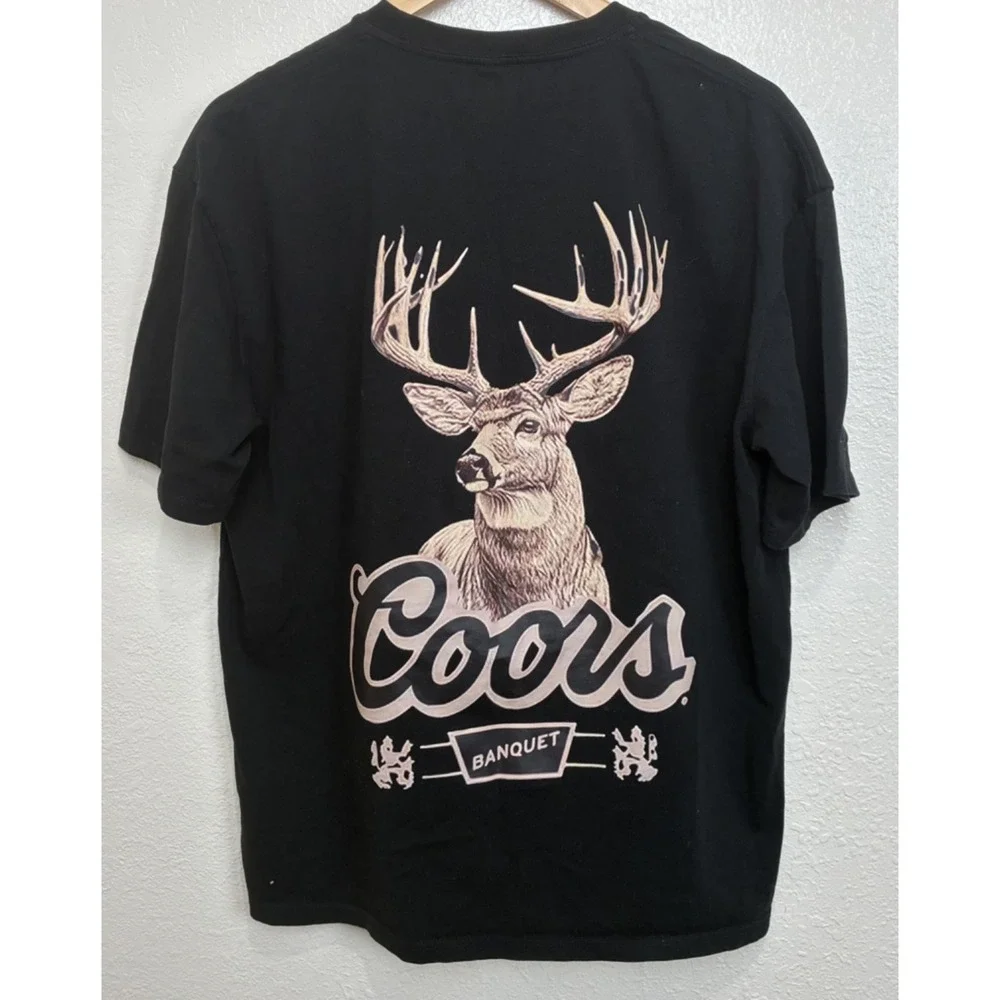 Coors Banquet Beer Short Sleeve Black Shirt Outdoor Big Buck Hunting‎ Size L